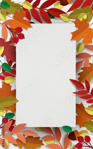 Blank paper with leaves frame