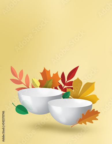 Podium spotlight with autumn leaves