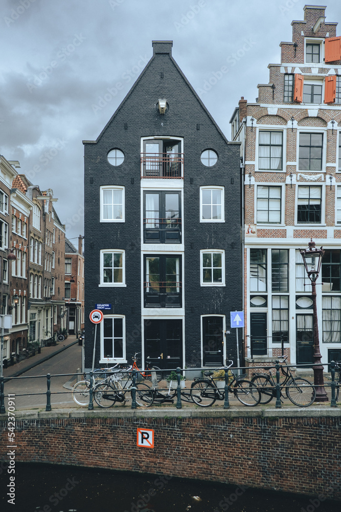 Facades of the houses in Amsterdam
