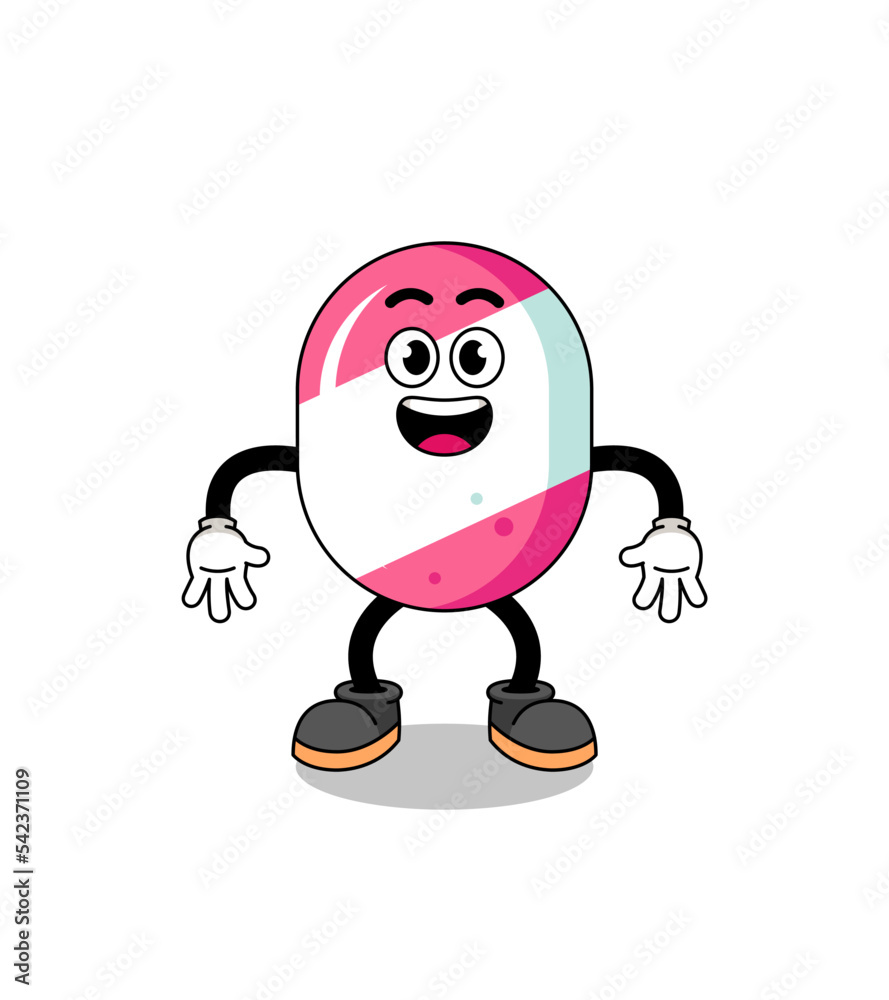 candy cartoon with surprised gesture candy cartoon with surprised gesture