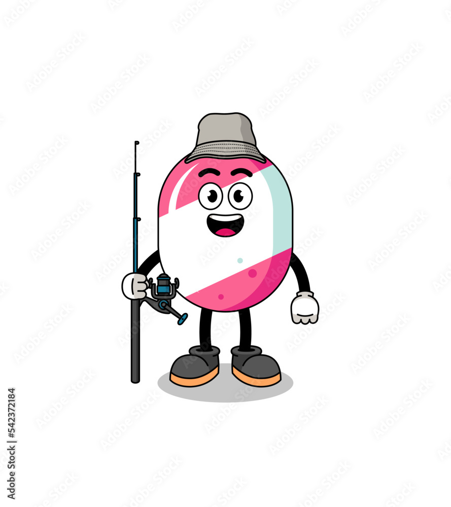 Mascot Illustration of candy fisherman