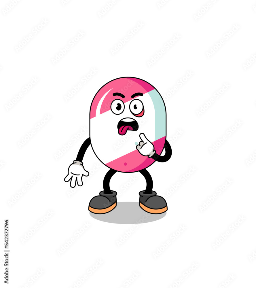 Character Illustration of candy with tongue sticking out Character Illustration of candy with tongue sticking out