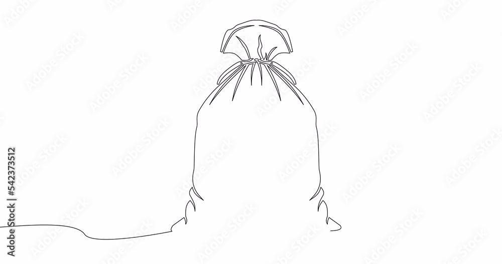 Self drawing line animation Garbage bag waste recycling continuous one single line drawn concept video Self drawing line animation Garbage bag waste recycling continuous one single line drawn concept video
