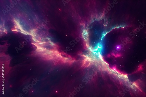 Stunning photorealistic nebula in outer space. AI generated background is not based on any real image. 