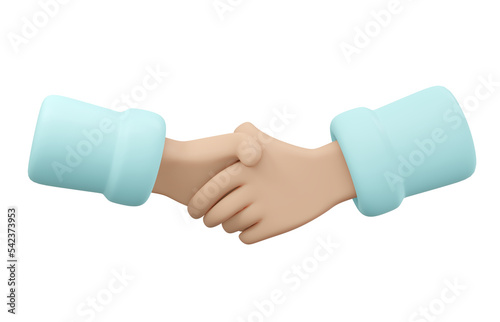 3D Rendering of handshake sign. 3D Render illustration cartoon style.