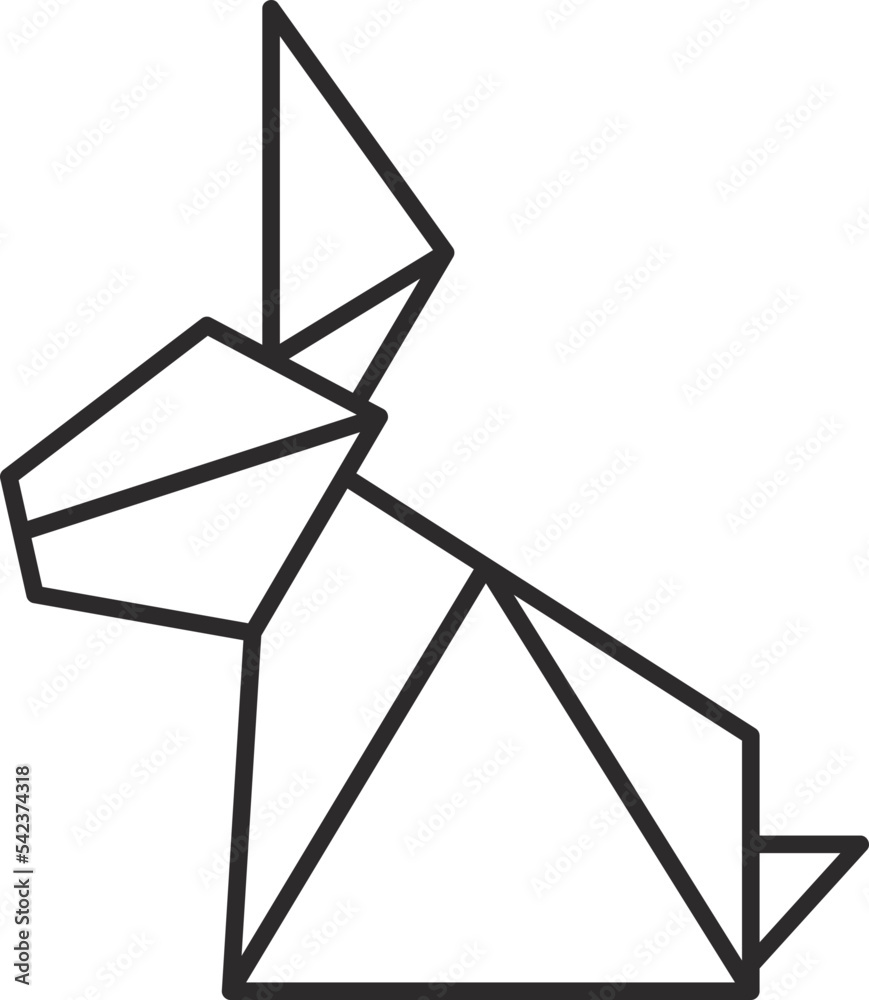 rabbit geometric origami sign line icon