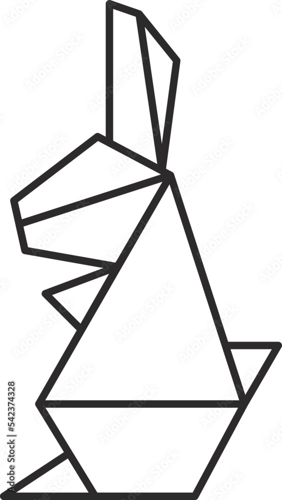 rabbit geometric origami sign line icon