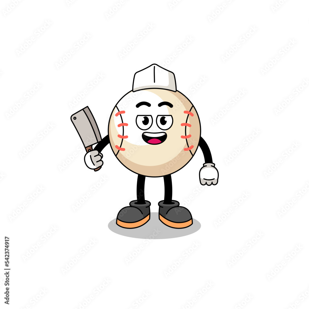Mascot of baseball as a butcher Mascot of baseball as a butcher