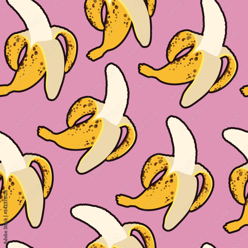 Vector pattern of bananas on a pink background