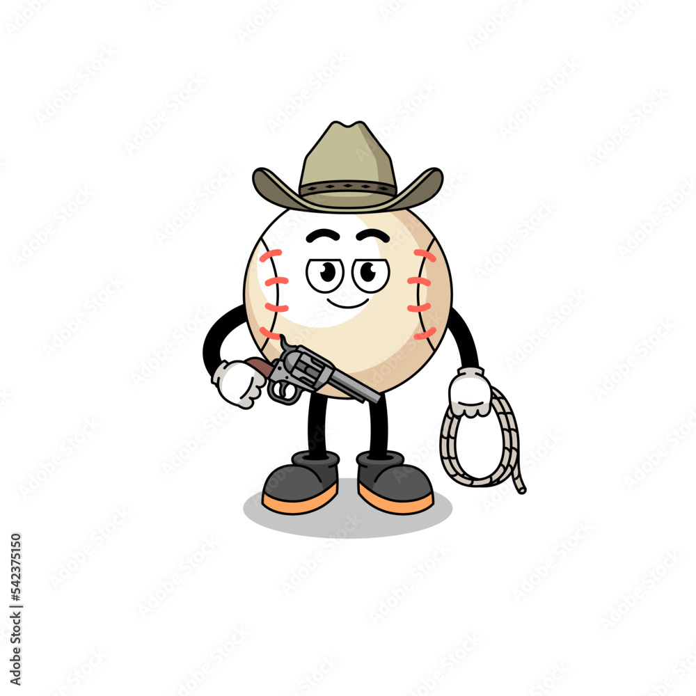 Character mascot of baseball as a cowboy Character mascot of baseball as a cowboy
