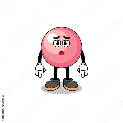 gum ball cartoon illustration with sad face