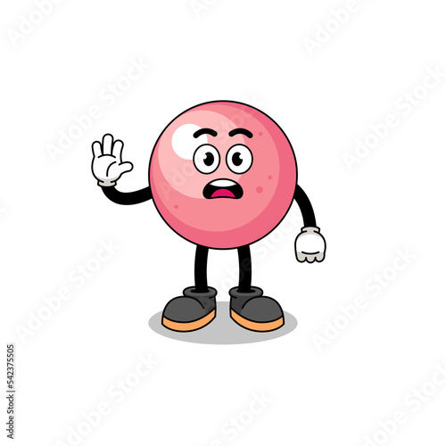 gum ball cartoon illustration doing stop hand