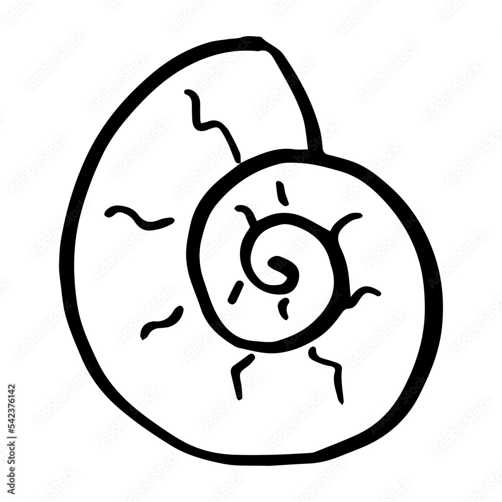 The sea shell doodle simple silhouette icon, vector The sea shell doodle simple silhouette icon, vector