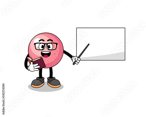 Mascot cartoon of gum ball teacher