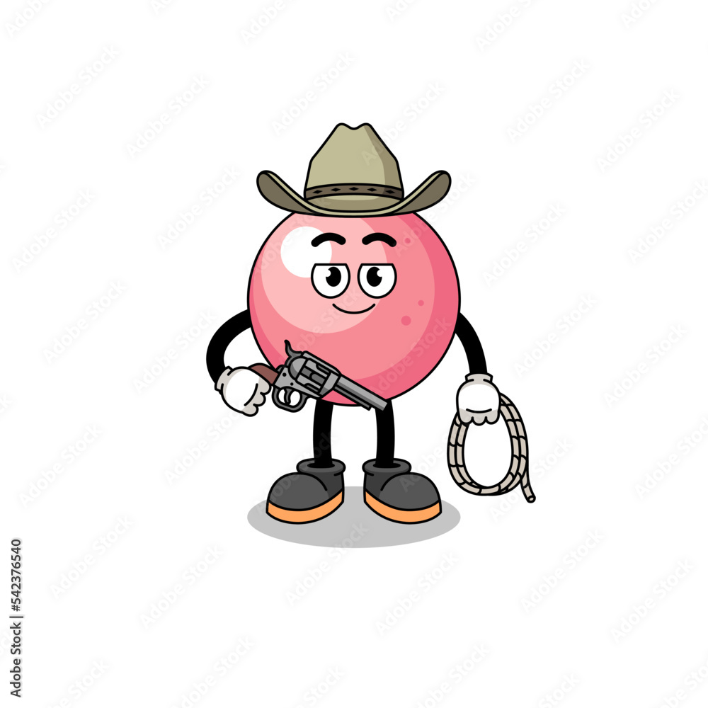 Character mascot of gum ball as a cowboy Character mascot of gum ball as a cowboy
