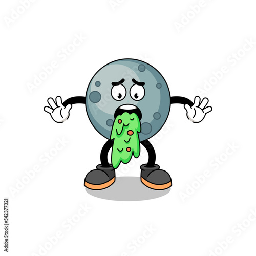 asteroid mascot cartoon vomiting