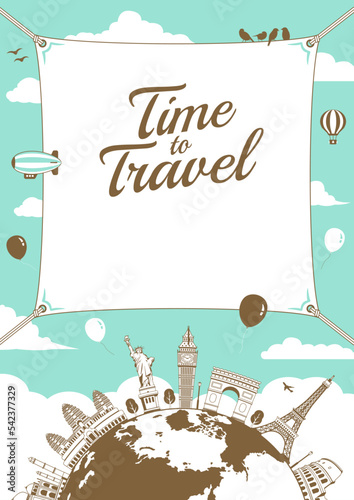 Travel, vacation, sightseeing vector illustration (for poster,flyer etc.)  | text  space.
