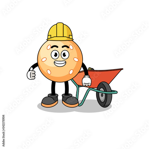 sesame ball cartoon as a contractor
