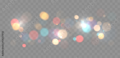 Colorful bokeh lights background. Blurred circle shapes. Vector illustration 