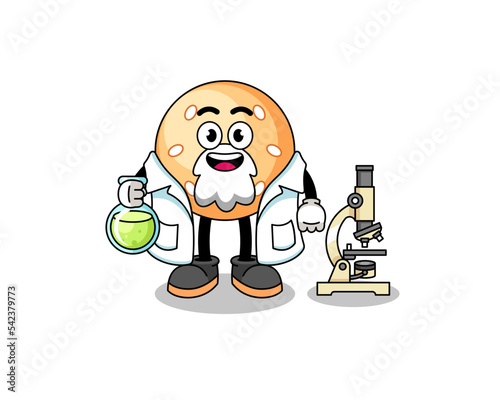 Mascot of sesame ball as a scientist