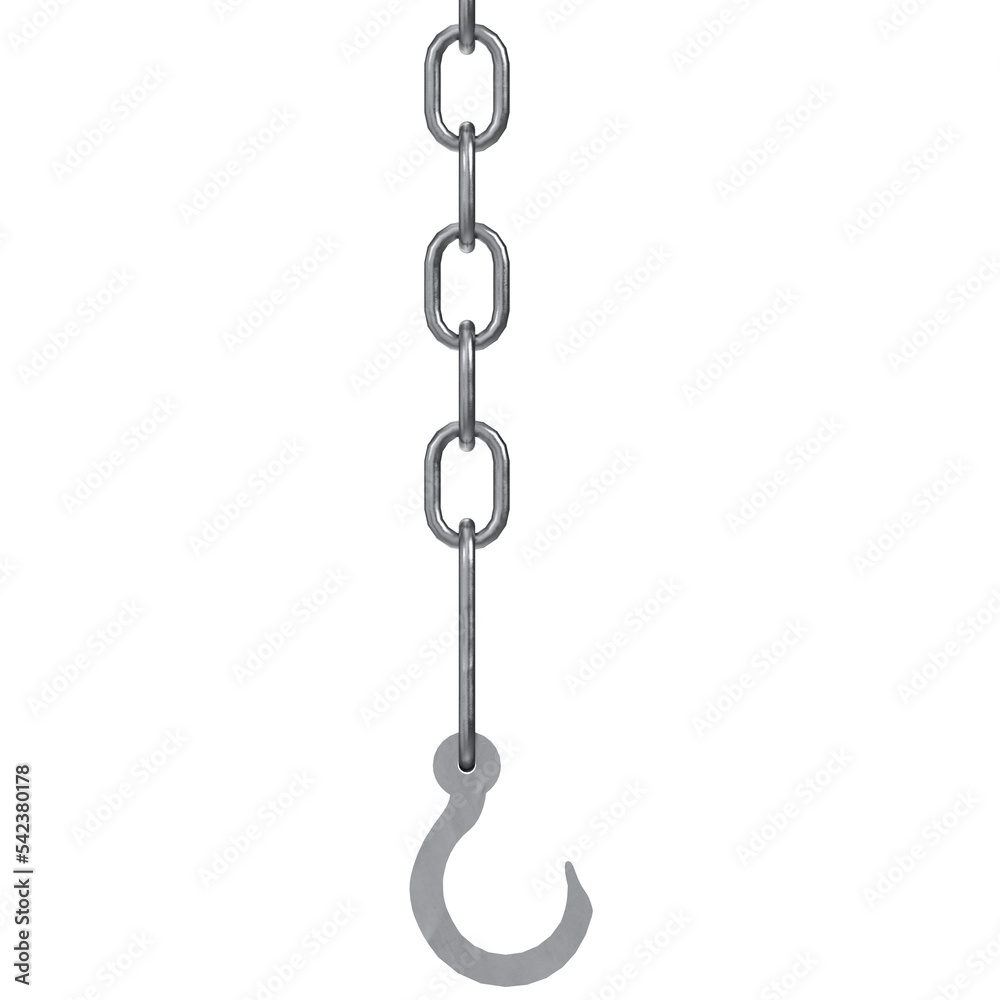 3d rendering illustration of a hook and a chain 3d rendering illustration of a hook and a chain