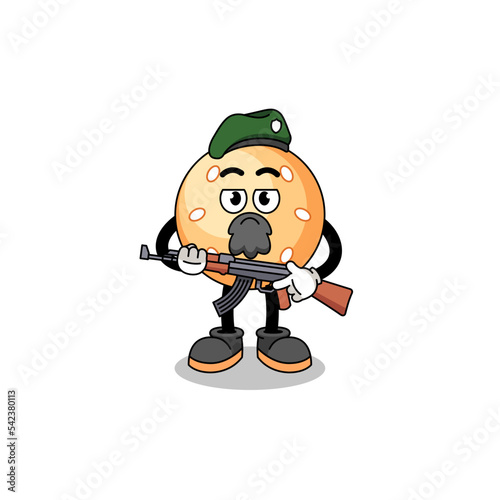 Character cartoon of sesame ball as a special force