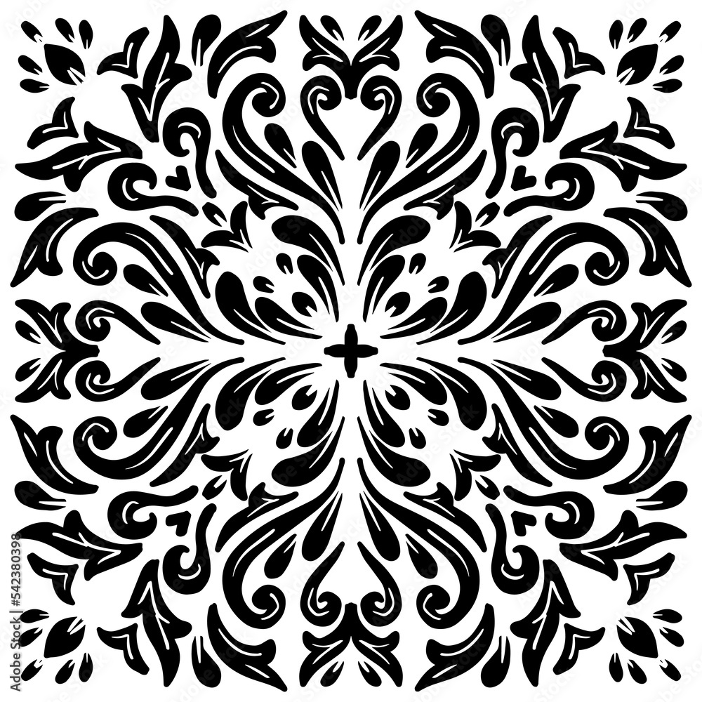Fototapeta premium Hand drawn vintage floral pattern background