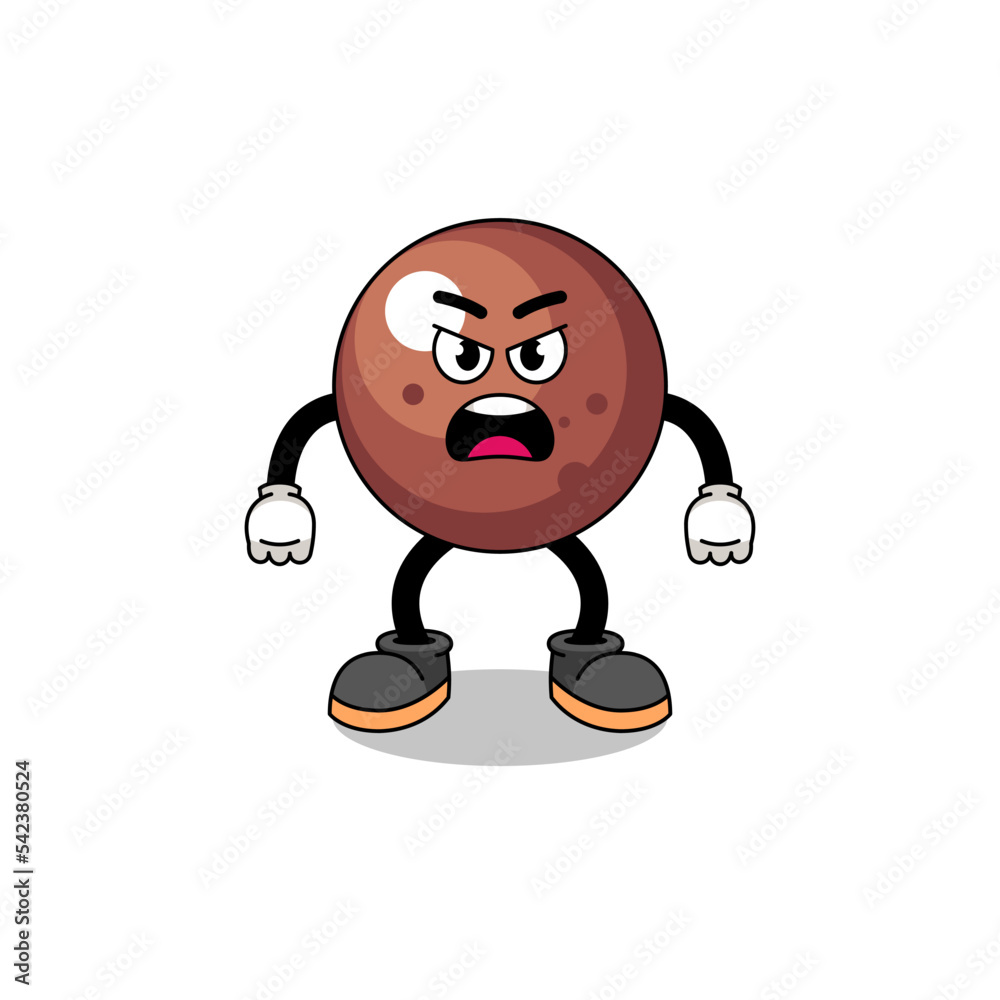 chocolate ball cartoon illustration with angry expression chocolate ball cartoon illustration with angry expression