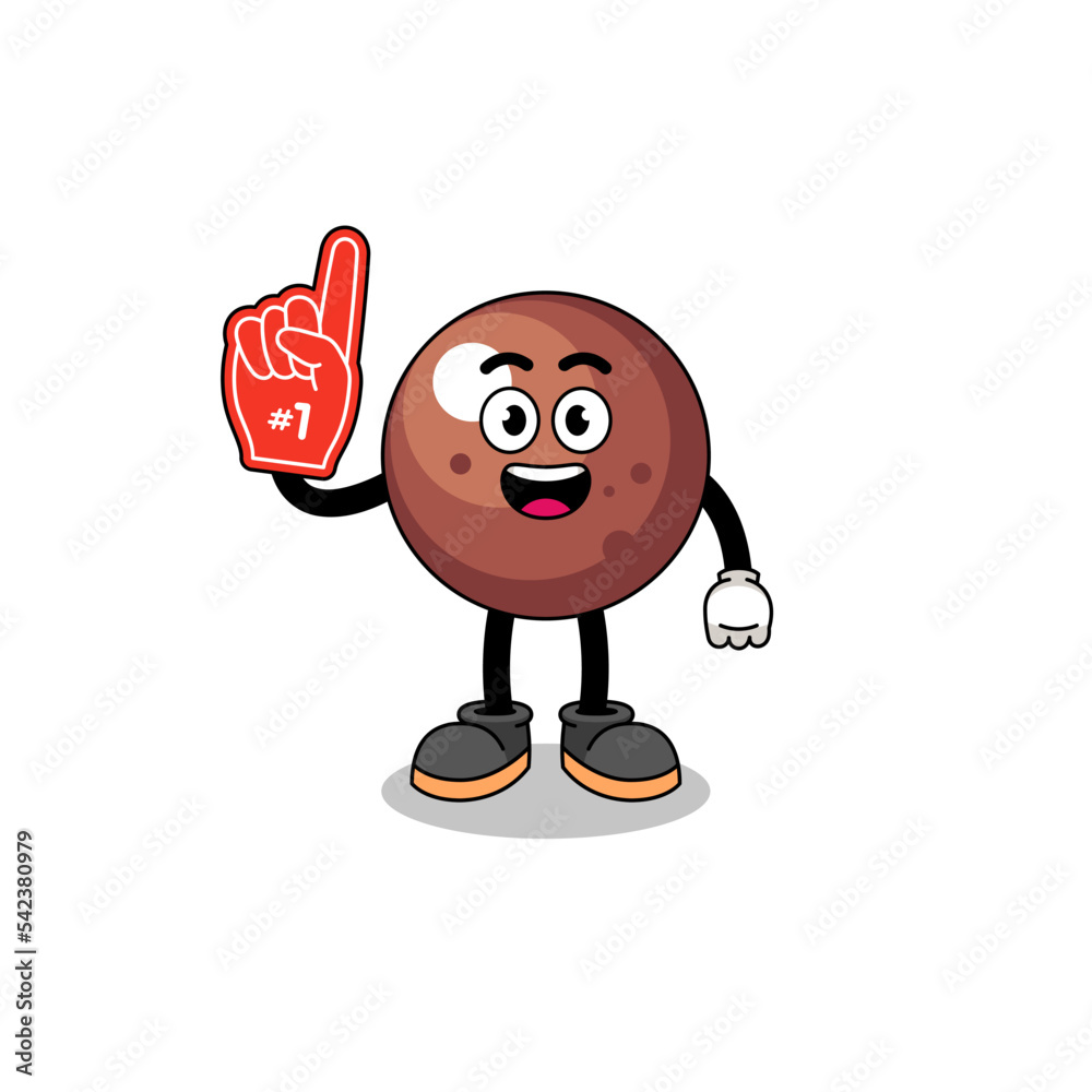 Cartoon mascot of chocolate ball number 1 fans Cartoon mascot of chocolate ball number 1 fans