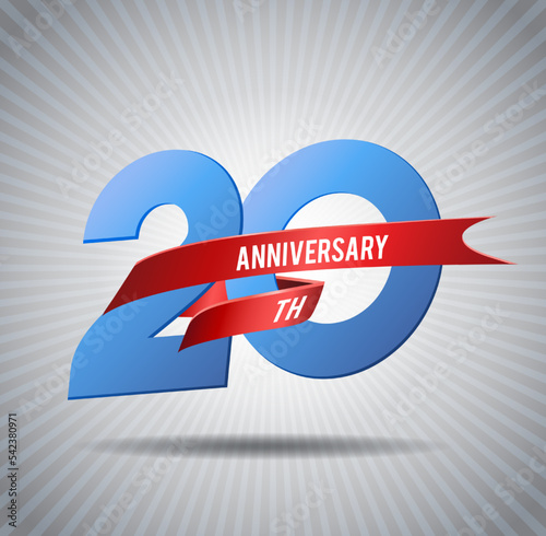 20 years anniversary logo with red ribbon