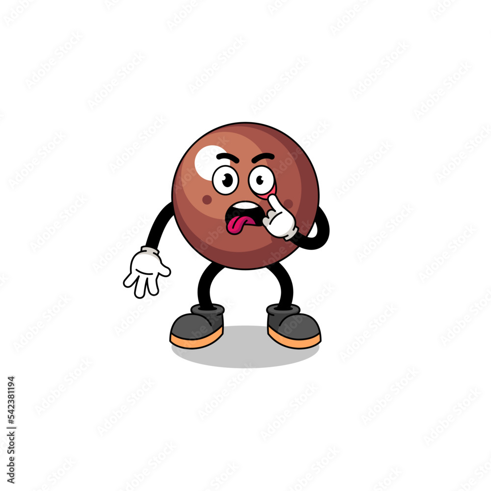 Naklejka premium Character Illustration of chocolate ball with tongue sticking out
