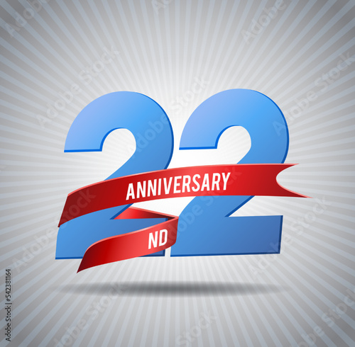 22 years anniversary logo with red ribbon