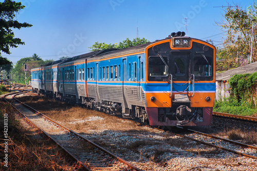 Diesel railcar on the railway