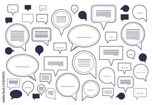 A lot of diversity speech bubbles vector set, different dialog signs geometric flat style, big set.