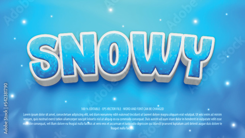 Snow editable text effect template with 3d style