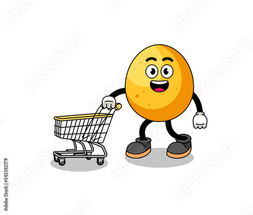 Cartoon of golden egg holding a shopping trolley