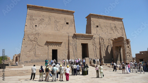 Tourist visit to the temple of Isis Philae - Aswan - Egypt photo