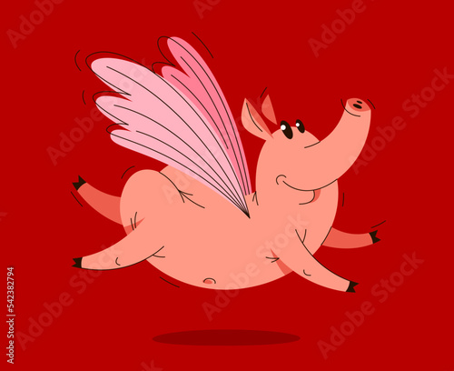 Funny cartoon pig with butt...