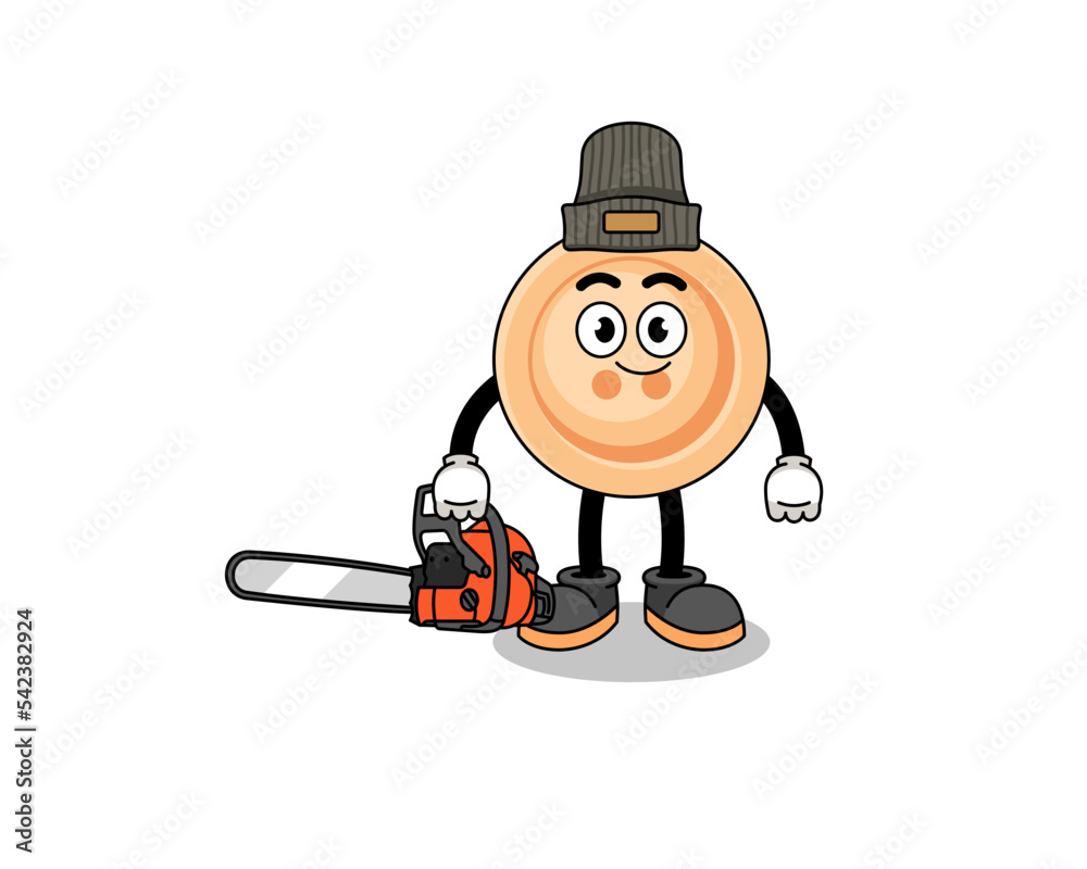 button illustration cartoon as a lumberjack