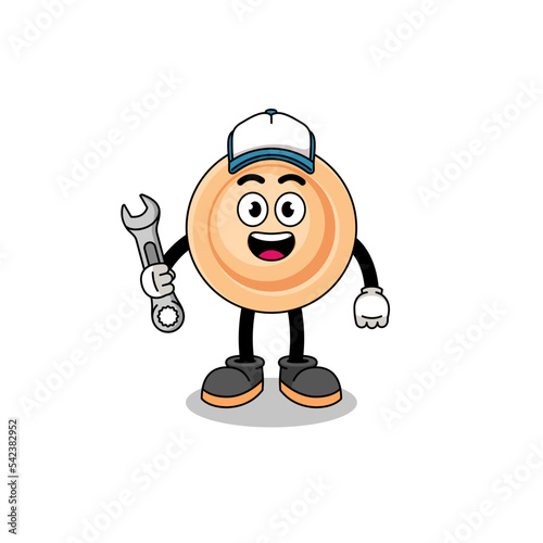 button illustration cartoon as a mechanic