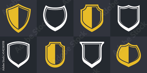 Classical shields collection vector design elements, defense and safety icons, empty and blank ammo emblems collection.