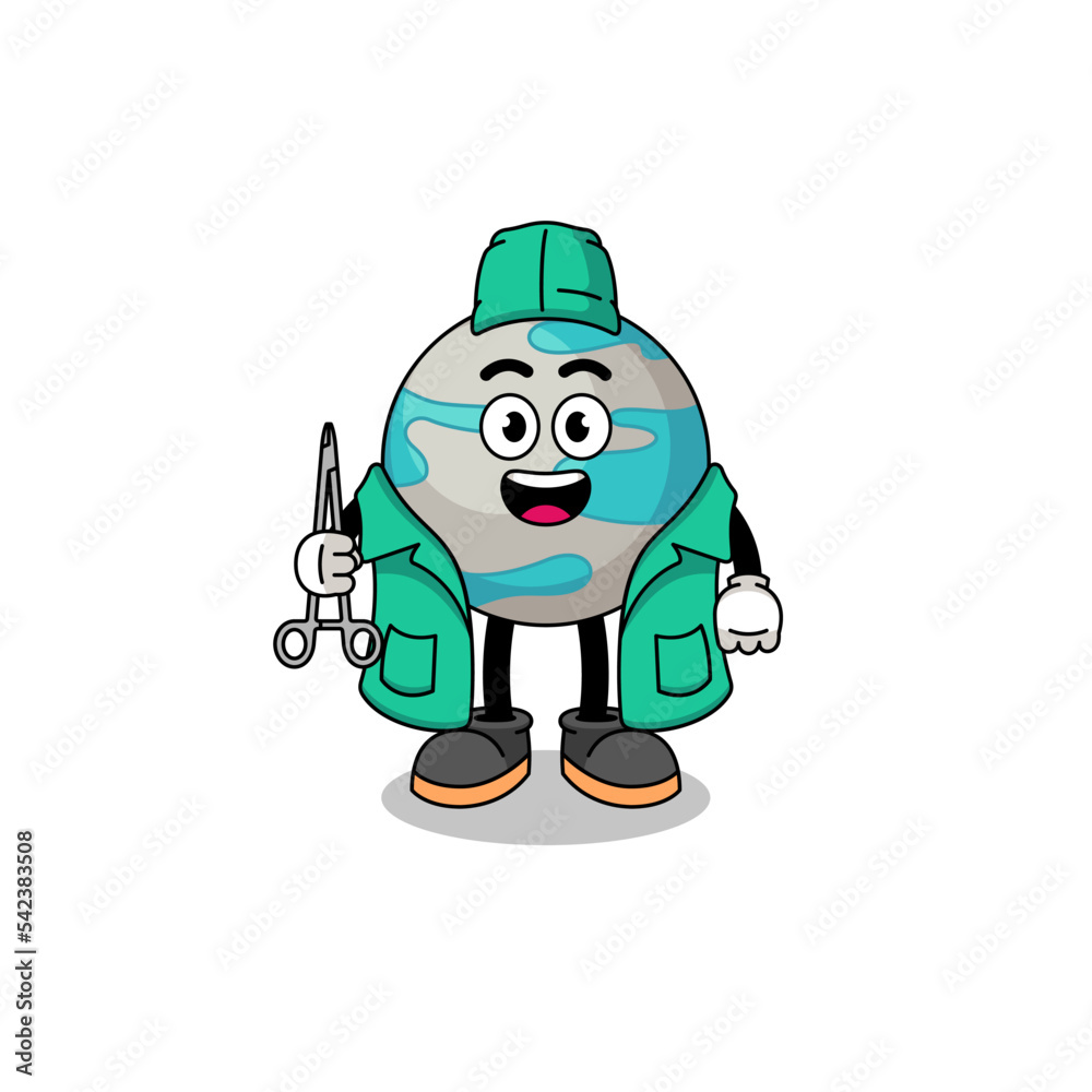 Illustration of planet mascot as a surgeon Illustration of planet mascot as a surgeon