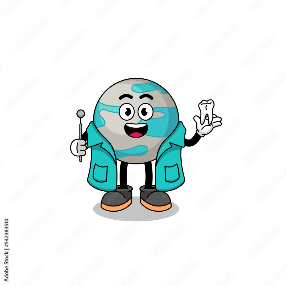 Illustration of planet mascot as a dentist