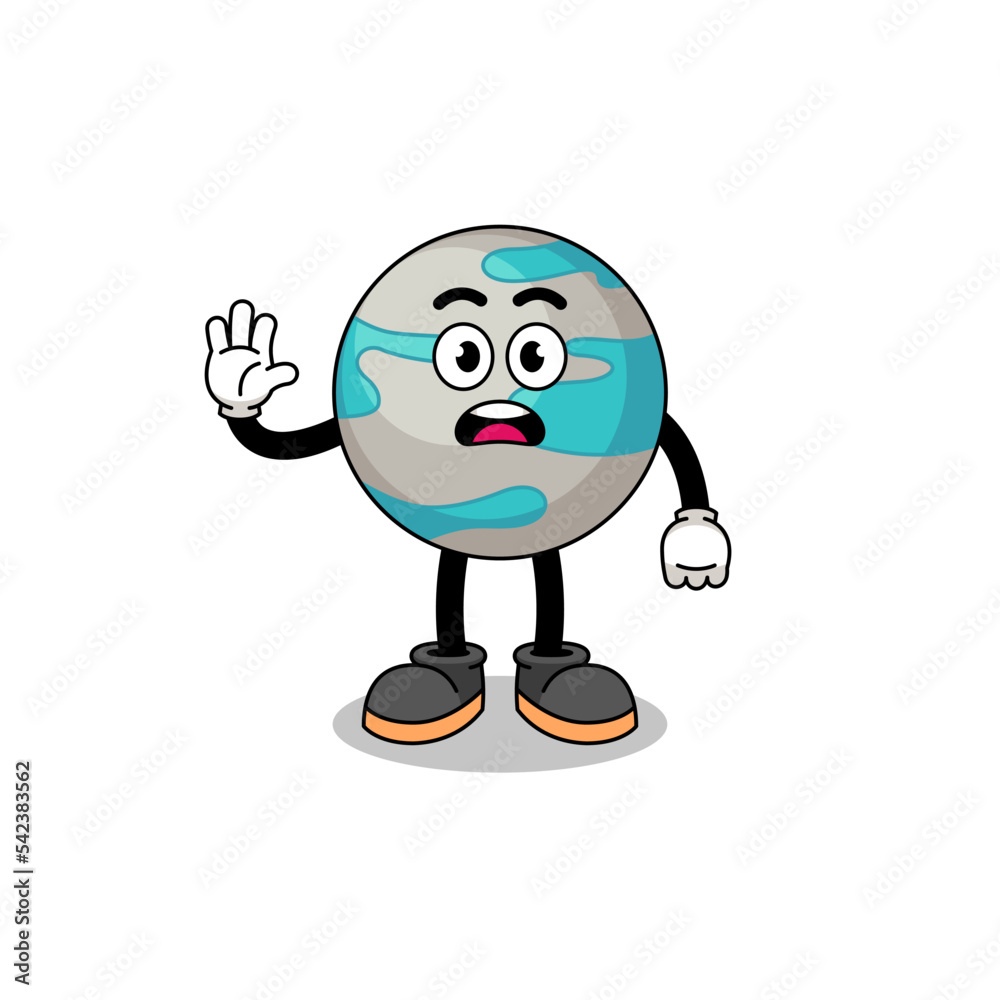 planet cartoon illustration doing stop hand planet cartoon illustration doing stop hand