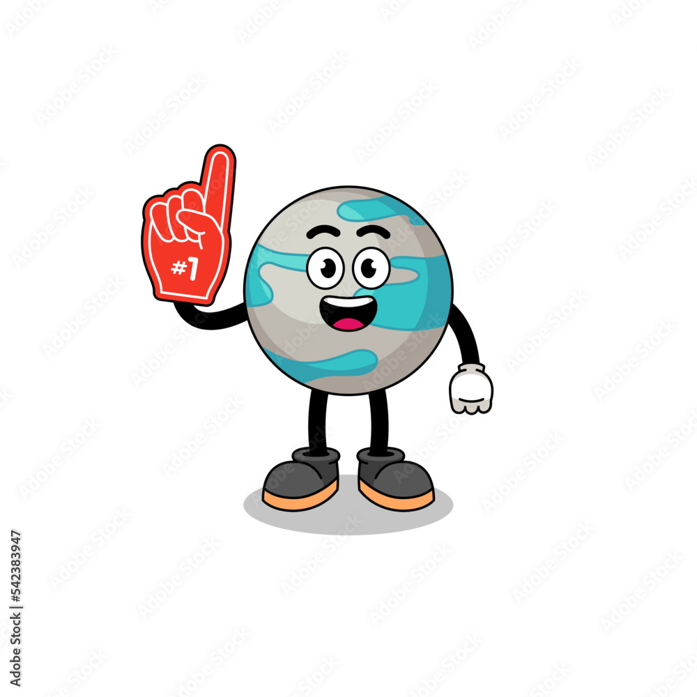 Cartoon mascot of planet number 1 fans