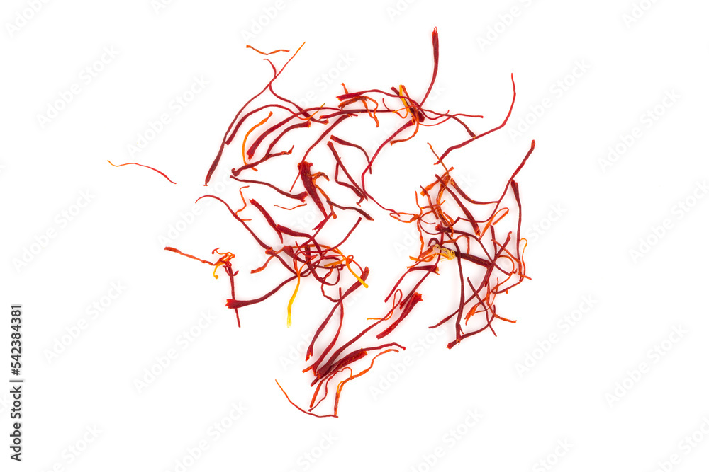 Dried saffron spice isolated Dried saffron spice isolated
