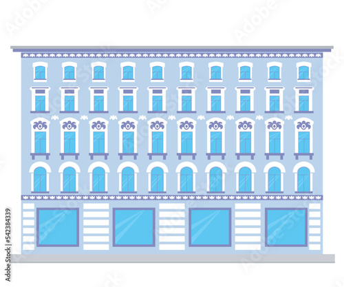 multi-storey blue old building, built as in St. Petersburg or Europe