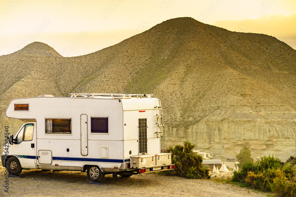 Caravan in Tabernas desert, Spain