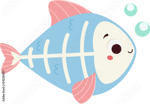 Cute x-ray fish. Cartoon sea animal character for kids and children photo