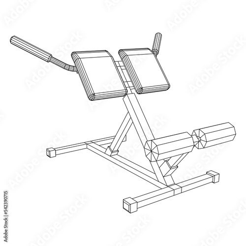 Modern exercise machine for the back and abs. Hyperextension simulator.